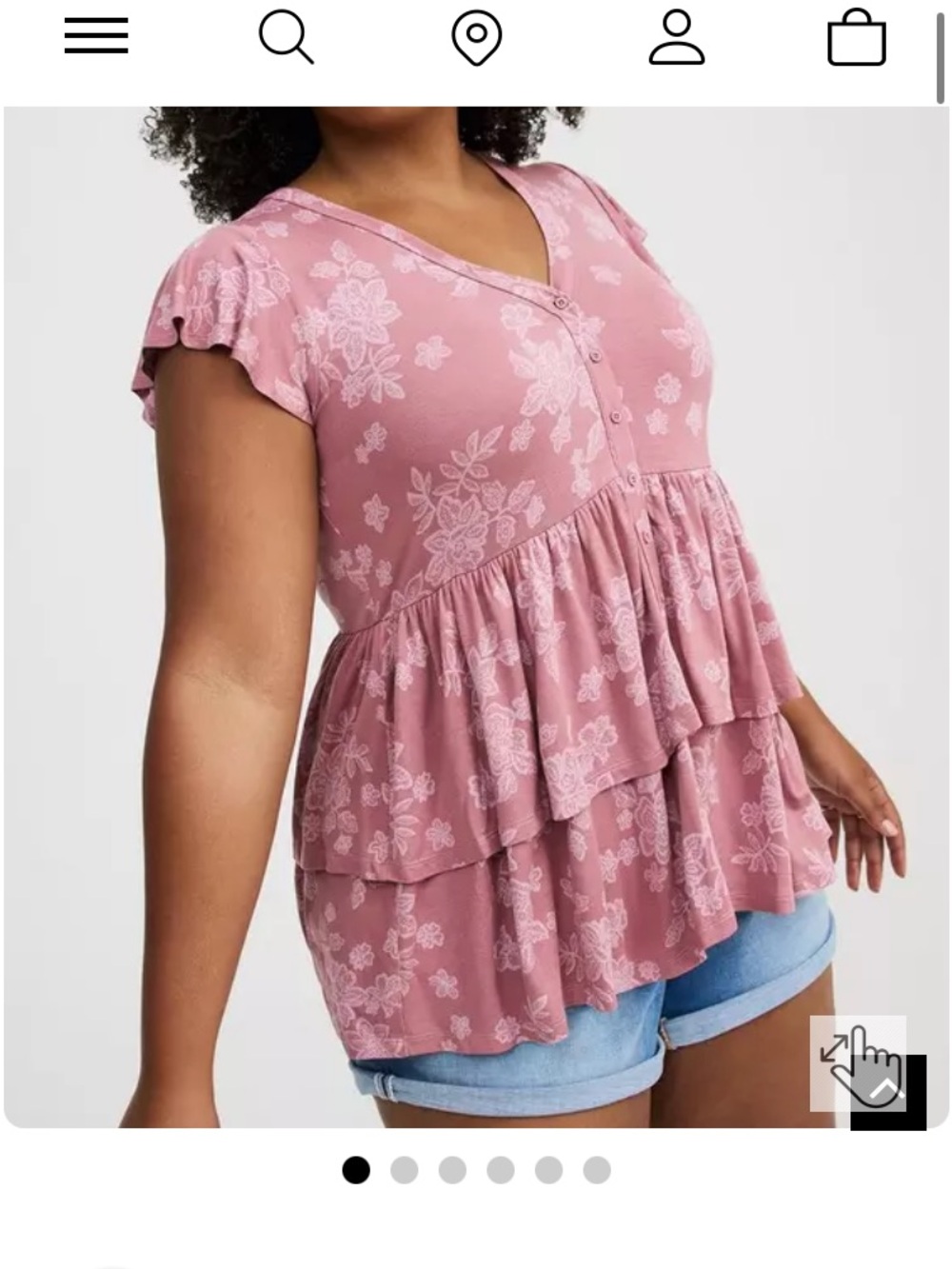 Torrid Mauve Floral Button-Front Blouse